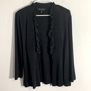 Ming Wang Ruffle front Cardigan / light jacket, Size Small, see measurements